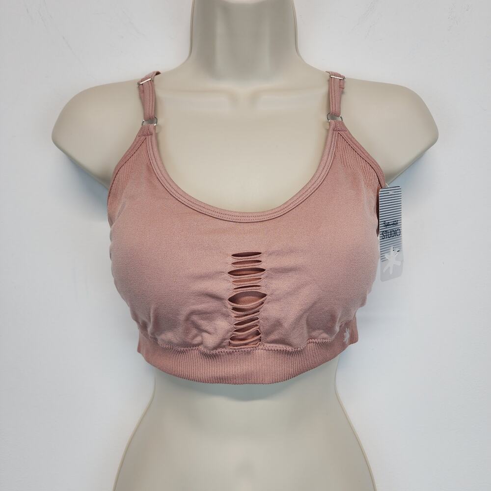 Splendid Cami Seamless Sports Bra Size S Mauve Ripped Wireless Yoga Athletic